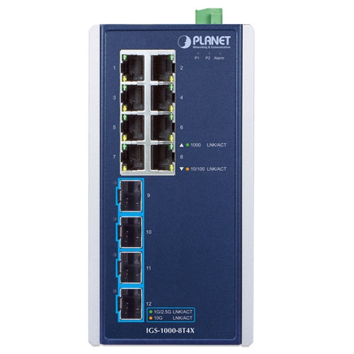 IGS-1000-8T4X Промышленный неуправляемый коммутатор/8 RJ45 1G/4 SFP+ 10G