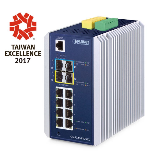 IGS-5225-8T2S2X Промышленный управляемый коммутатор L3/8 RJ45 1G/2  SFP 2.5G/2 SFP+ 10G