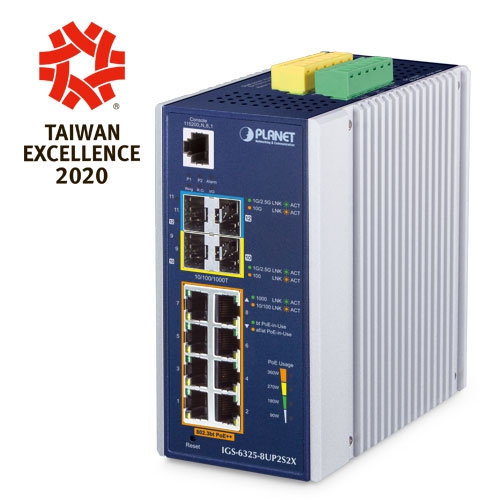 IGS-6325-8UP2S2X Промышленный управляемый PoE L3 8 портов PoE++ 1Гб/с + 2 слота 2.5Гб/с SFP + 2 слот