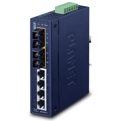 ISW-621T Промышленный неуправляемый коммутатор/4 RJ45 PoE 100M/2 SFP 100M