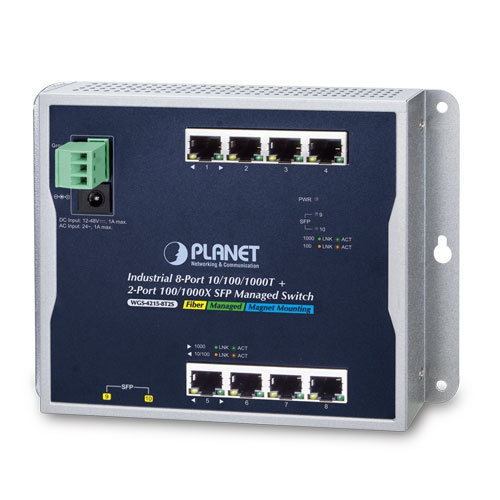 WGS-4215-8T2S Промышленный управляемый коммутатор L2/L4/8 RJ45 1G/2 SFP 1G