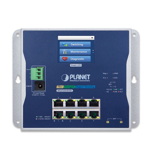 WGS-5225-8T2SV Промышленный управляемый коммутатор L2+/ 8 RJ45 1G/2 SFP 2.5G/дисплей