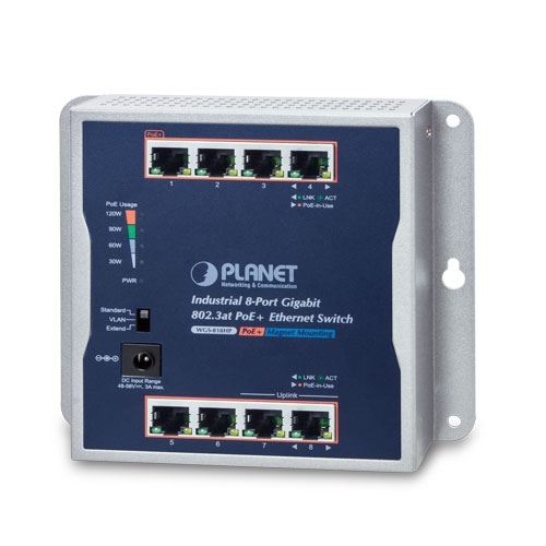 WGS-818HP Промышленный неуправляемый коммутатор/8 RJ45 PoE 1G
