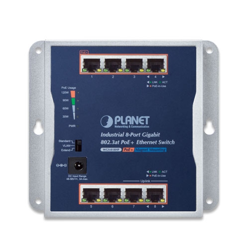 WGS-818HP Промышленный неуправляемый коммутатор/8 RJ45 PoE 1G