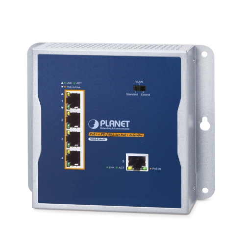 WGS-E304PT Промышленный неуправляемый PoE-сплиттер/1 RJ45 PoE++ 1G в 4 RJ45 PoE+ 1G