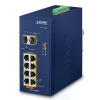 IGS-1020PTF Промышленный неуправляемый коммутатор/8 RJ45 PoE 1G/2 SFP 1G