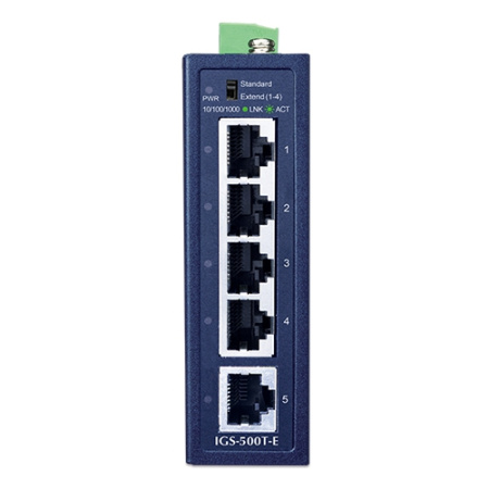 IGS-500T-E Промышленный неуправляемый коммутатор/5 RJ45 PoE 1G