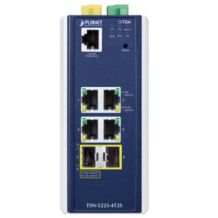 TSN-5225-4T2S Промышленный управляемый TSN коммутатор L2+/4 RJ45 1G/2 SFP 2.5G