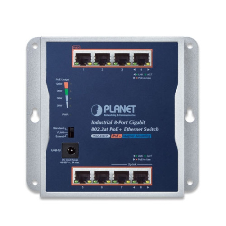 WGS-818HP Промышленный неуправляемый коммутатор/8 RJ45 PoE 1G