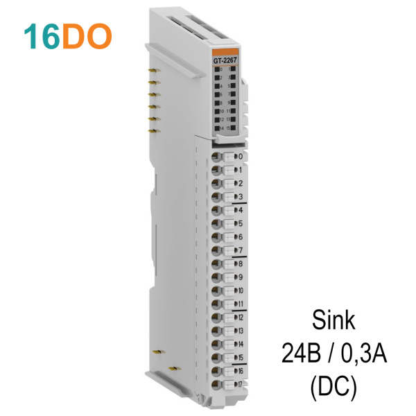 GT-227F Дискретный вывод, 16DO, 24 В/0.3А (DC), Sink, RTB 18 
