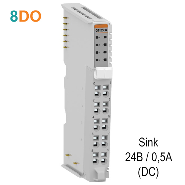 GT-2338 Дискретный вывод, 8DO, 24 В/0.5А (DC), Sink, RTB 10 