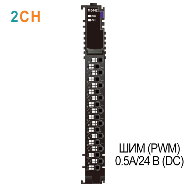 M5442 ШИМ (PWM), 2CH, 0.5A/24 В (DC), Source, RTB 18